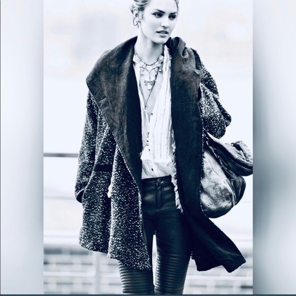 Free People tweed Satellite Image wool blend Swing Coat - Picture 2 of 12